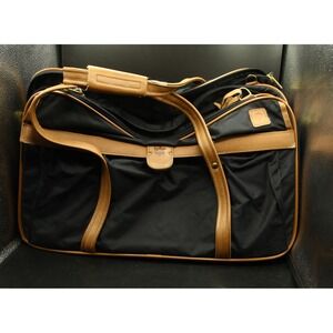 Hartmann Black Nylon, VTG, Faux Leather, 3-Compartment Messenger Bag, 21"x12"x9"